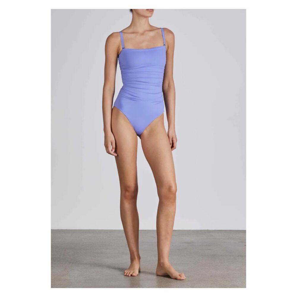 Bondi Born Azure Blue Raya Ruched One Piece Swimsuit Sz.L(8)